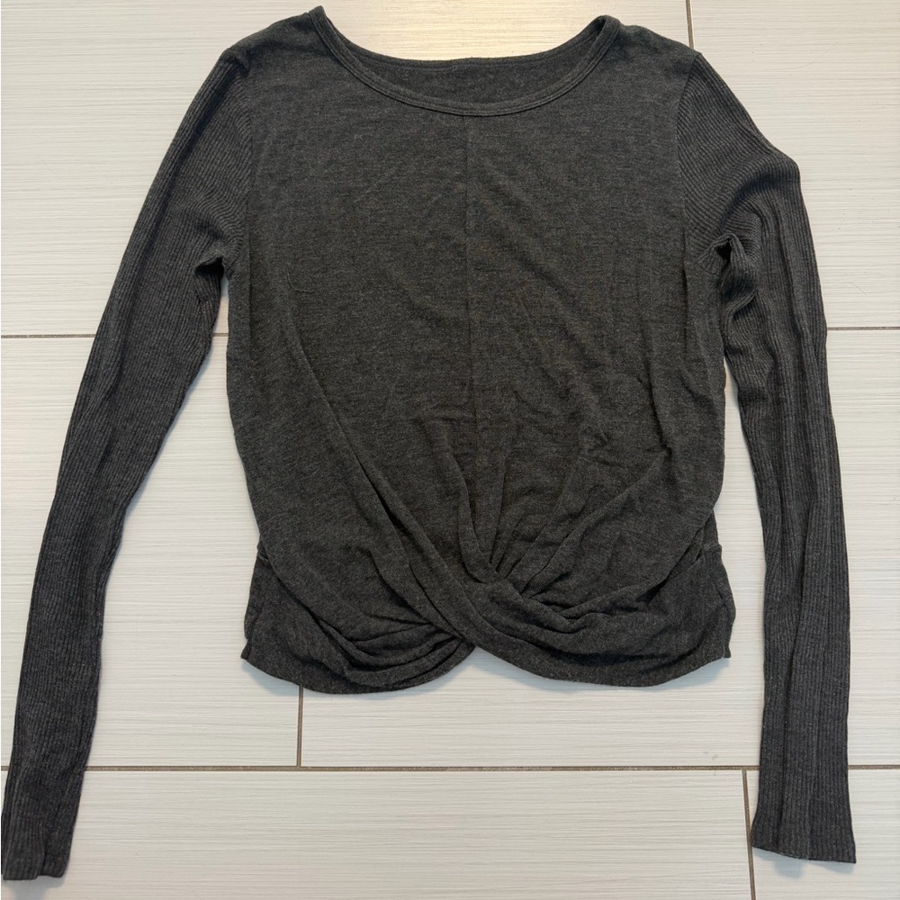 Alo Women's Long Sleeve Twist-Front Top - Charcoal